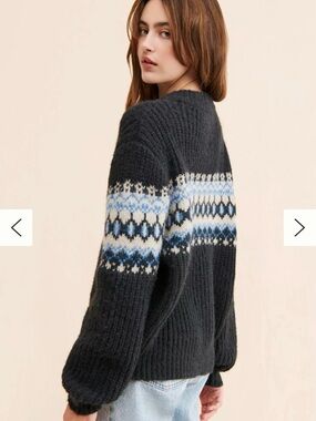 Anthropologie Moon River Fair Isle Knit Cardigan